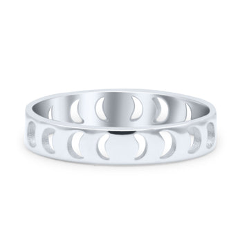 Iconic Celestial Moon Phases Cut Out And Lunar Cycle Stylish Oxidized Band Thumb Ring